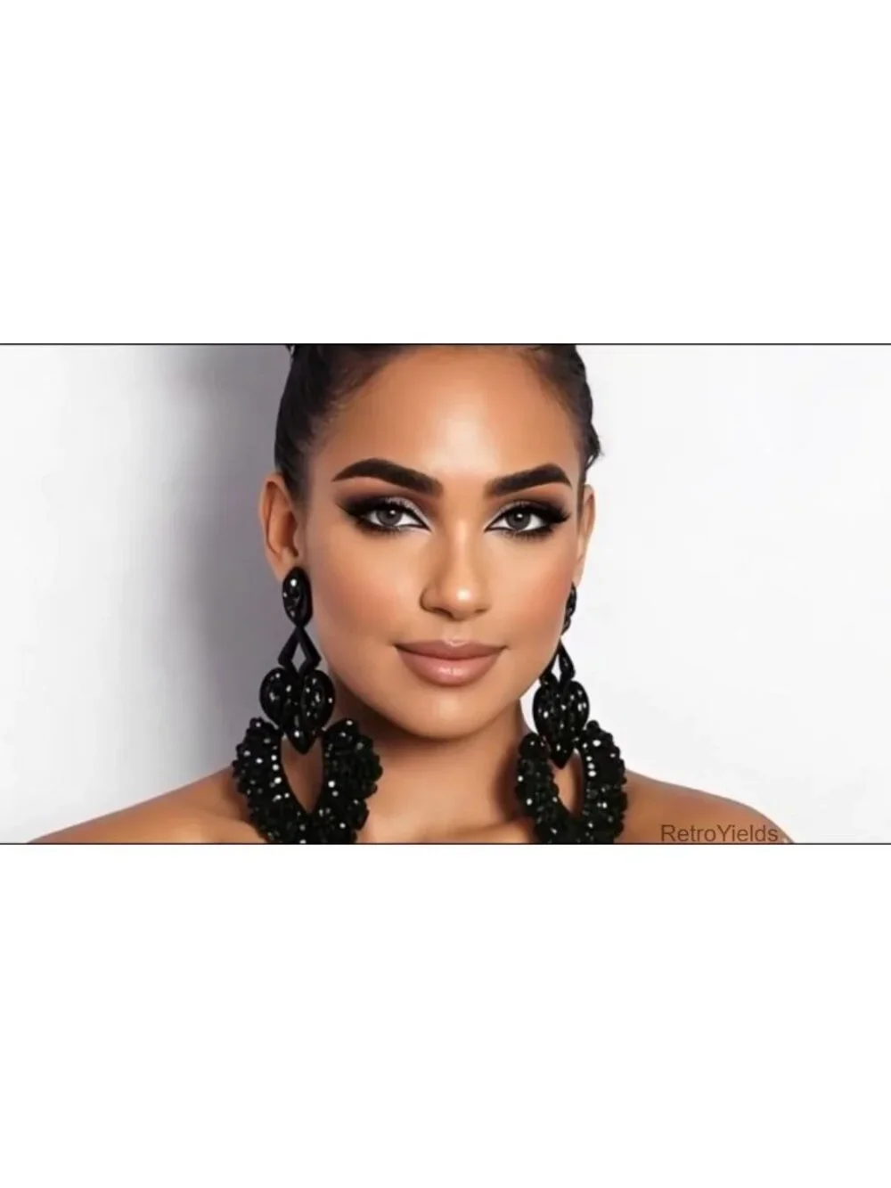 Large Black Rhinestone Chandelier Drop Earrings for Women Statement Jewelry Prom